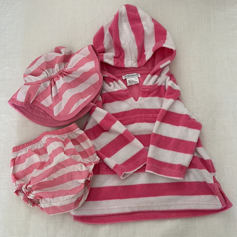 Pottery Barn Kids swim coverup, diaper and hat